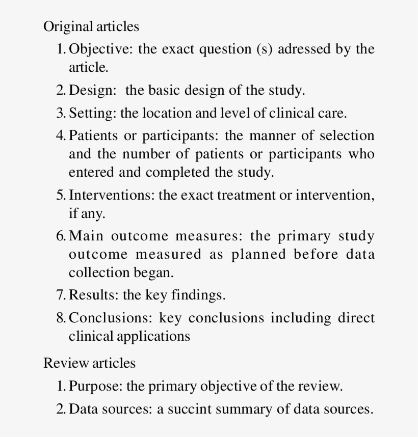 -structured Abstracts For Original And Review Articles - Document, transparent png download