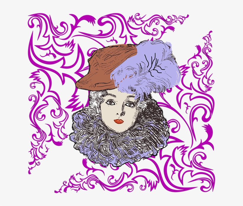 Free Download Woman Vintage Female Free Illustration - Transparent Gold Pattern Png, transparent png download