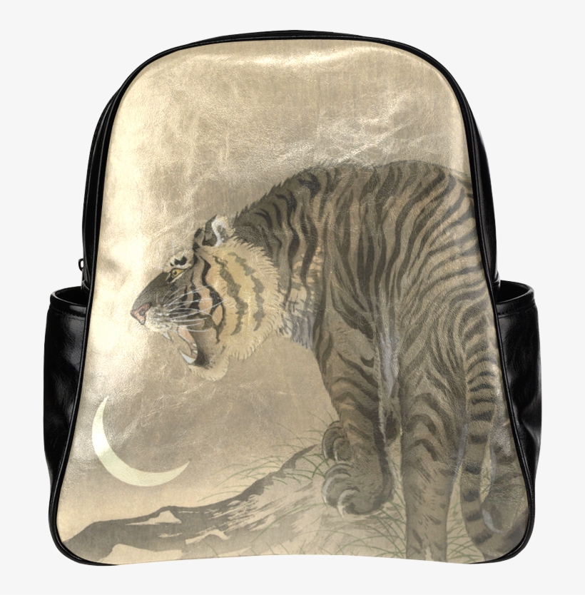 Roaring Tiger, Japanese Woodcut By Ohara Koson Multi-pockets - Tiger Japanese Art, transparent png download