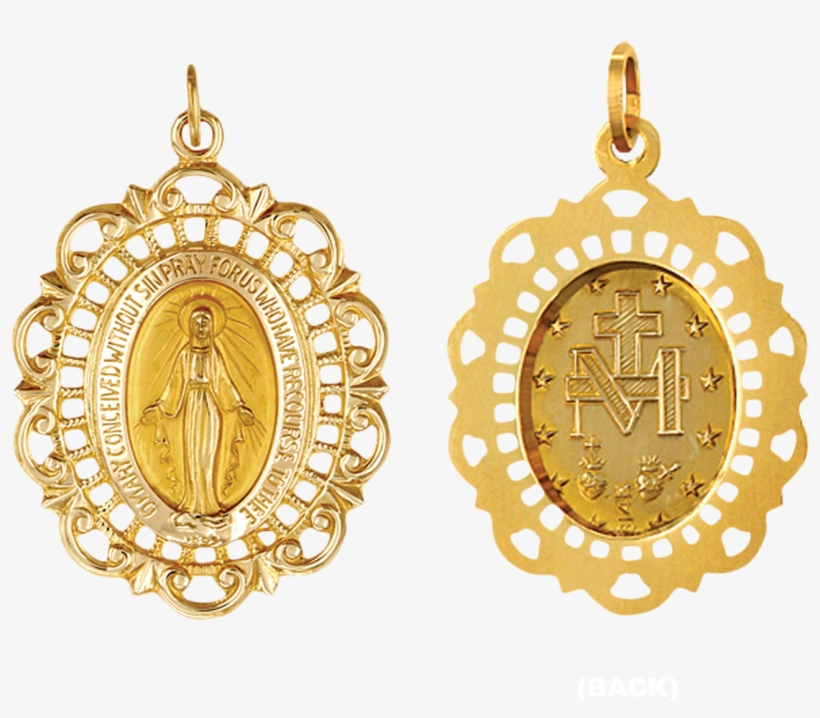 14k Gold Oval Miraculous Medallion In Filigree Frame, transparent png download