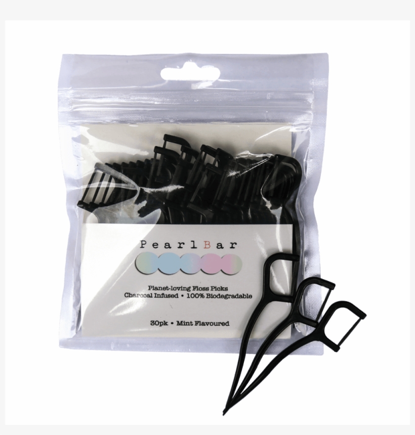 Pearlbar Biodegradable Charcoal Floss Picks 30 Pack - Eco Friendly Floss Picks, transparent png download