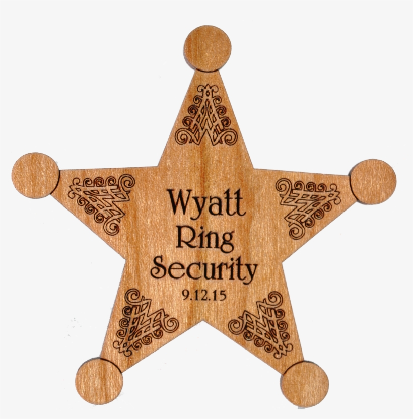 Cherrywood Wedding Badge With Ornate Scrollwork - Wood, transparent png download