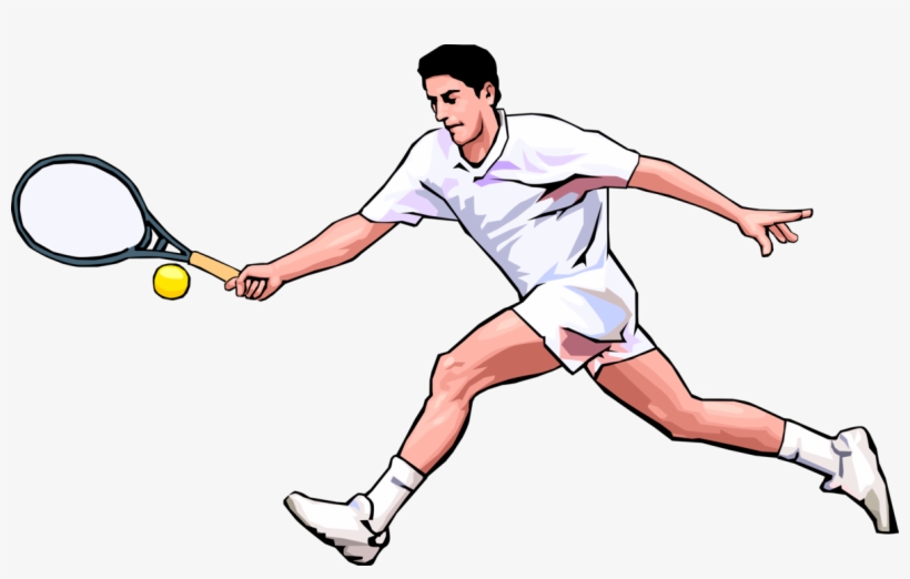 Vector Illustration Of Tennis Player With Racket Or - Soft Tennis, transparent png download