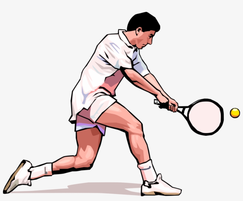 Vector Illustration Of Tennis Player With Racket Or - Soft Tennis, transparent png download