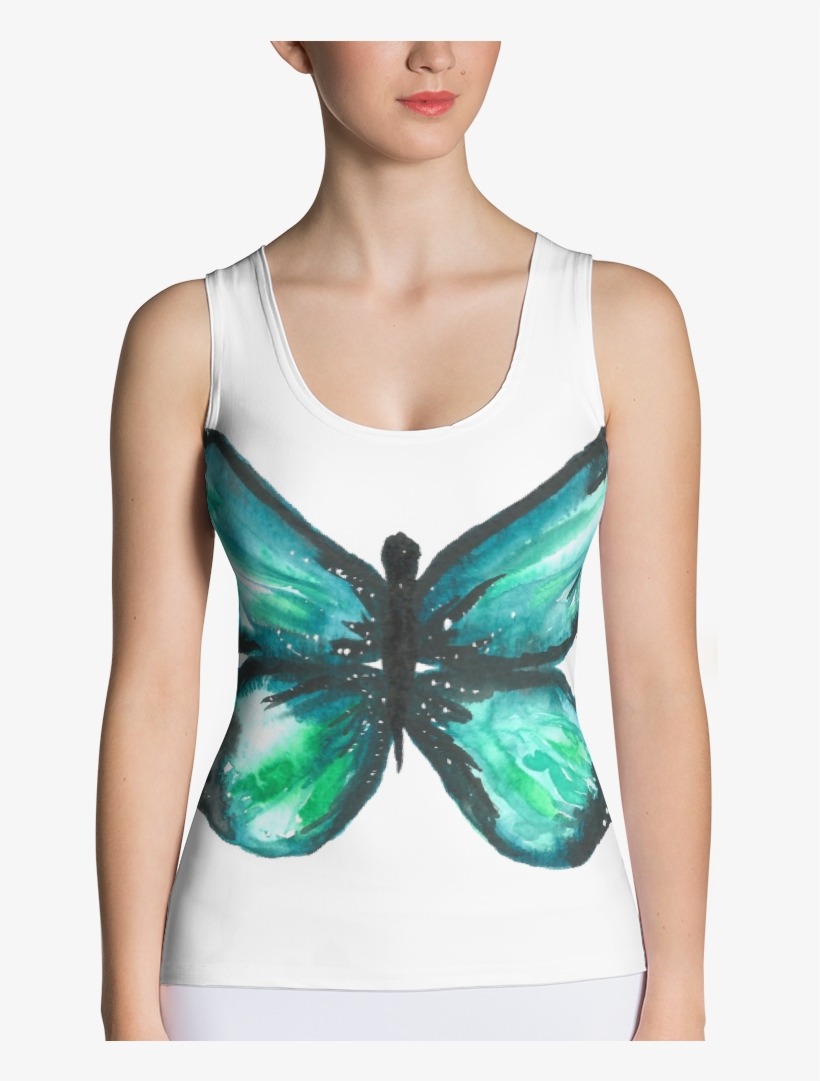Green Butterfly Women's Sublimation Cut & Sew - Top, transparent png download