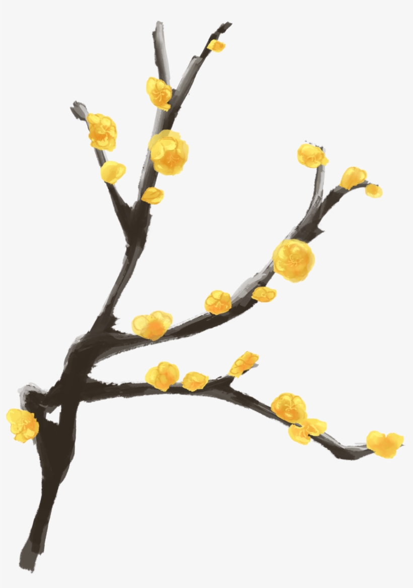 Ink Plum Hand Painted Branch Winter Antique Png And - Twig, transparent png download