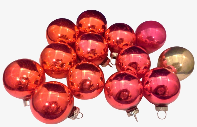 Shiny Brite Red Pink Gold Ball Blown Glass Ornaments - Sphere, transparent png download