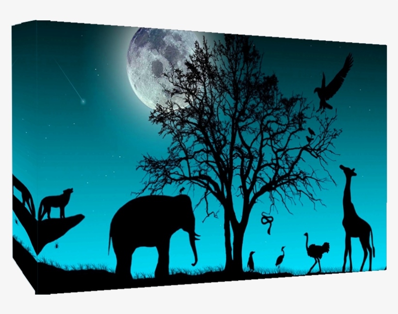 Duck Egg Blue Animals Silhouette - Full Moon & Animal, transparent png download