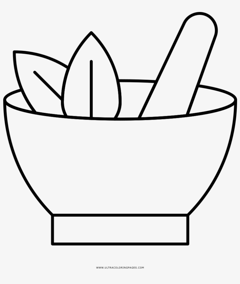 Mortar And Pestle Coloring Page - Mortar And Pestle Coloring, transparent png download