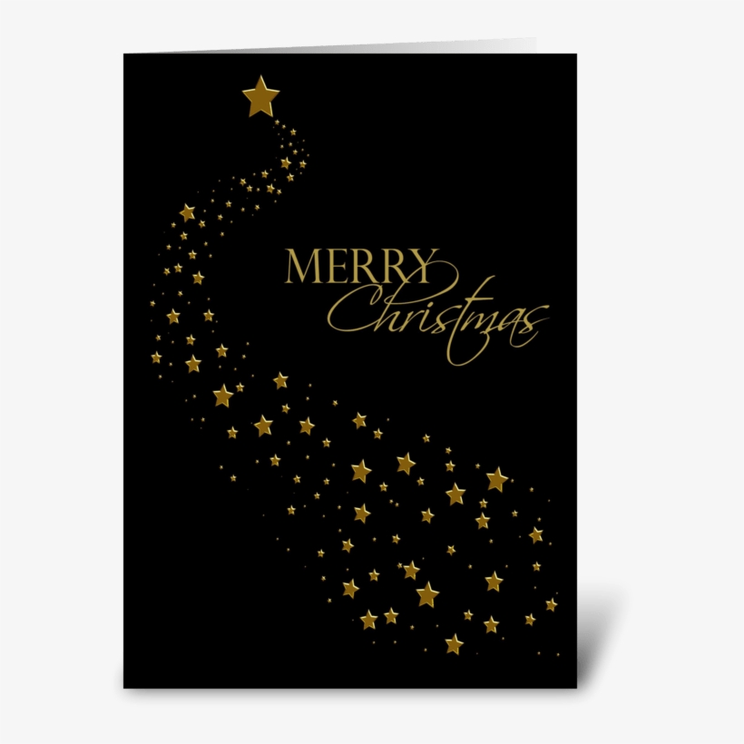Gold Stars, Black, Christmas Greeting Greeting Card - Merry Christmas, transparent png download
