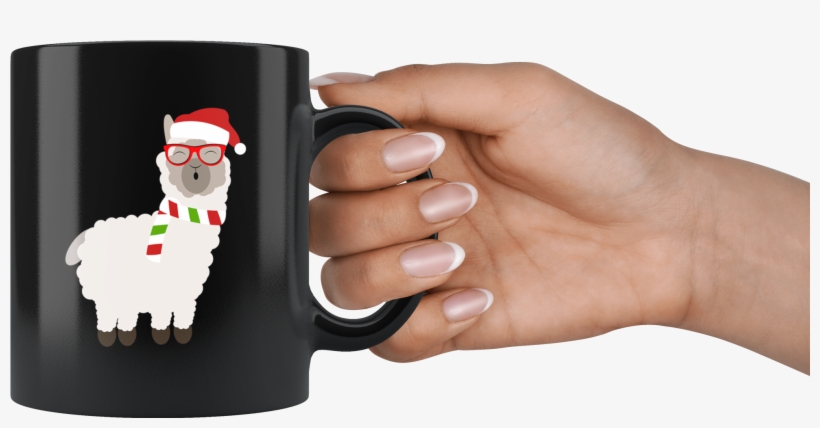 Llama Santas Hat Hipster Glasses Alpaca Lover Cute - Mug, transparent png download