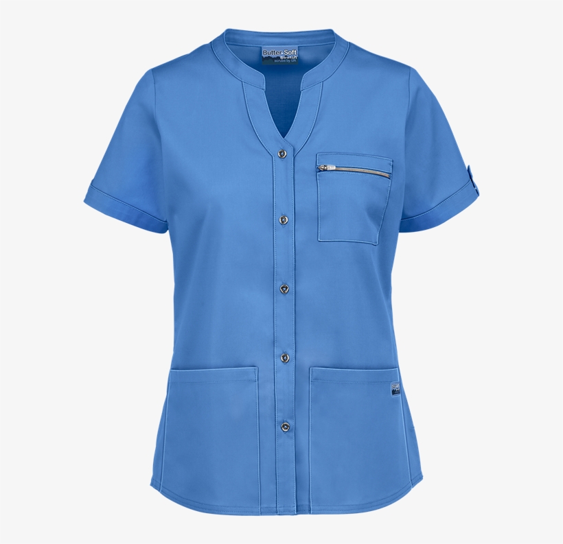 Ua Butter-soft Stretch Button Down Scrub Top - Blouse, transparent png download