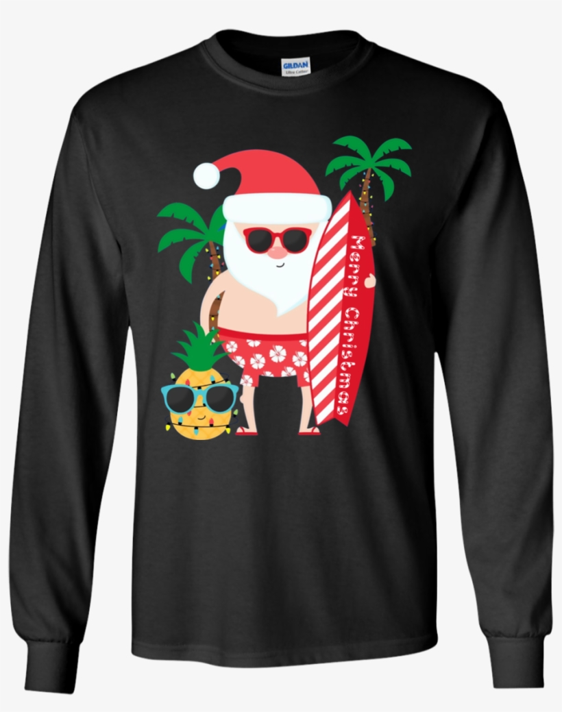 Santa Claus Surfing Hawaiian Shirt Summer Christmas - Santa Claus Surfing Hawaiian Shirt, transparent png download