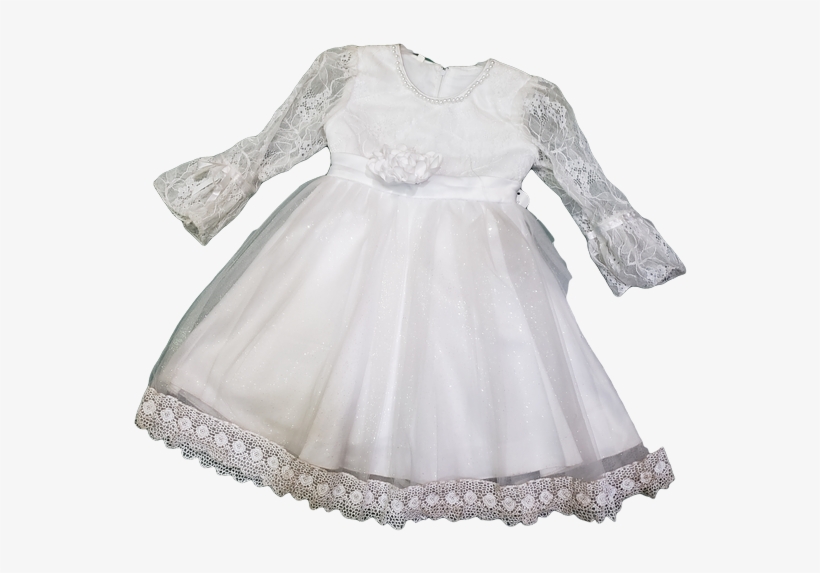 White Dress With Pearl Bottom Edge - Cocktail Dress, transparent png download