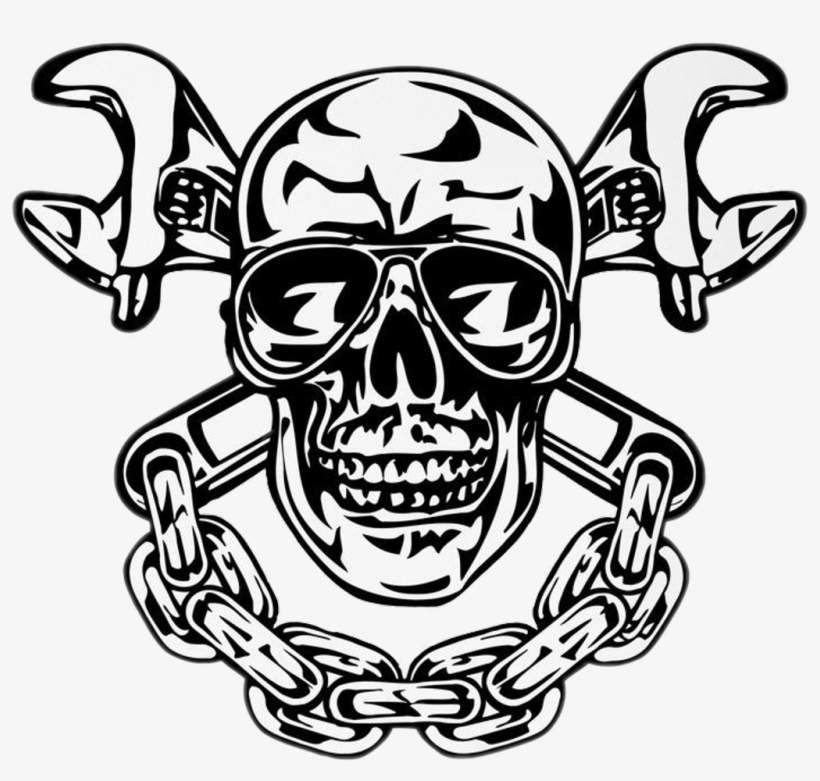 Skull Sticker - Clipart Skull And Piston, transparent png download
