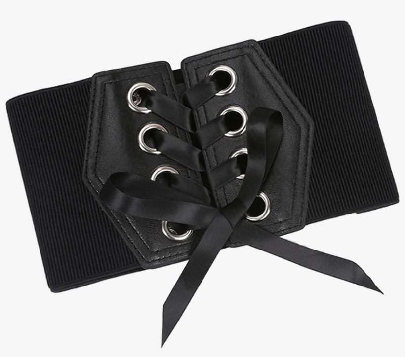 Lace Up Bowknot Elastic Womens Waist Belt - Fajin Elastico Negro, transparent png download