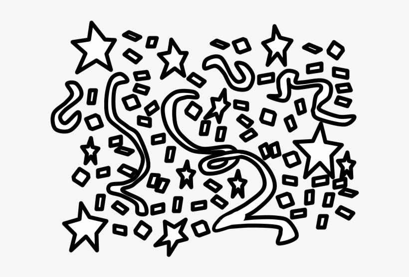 Confetti, Streamers, Black And White, Png - Calligraphy, transparent png download