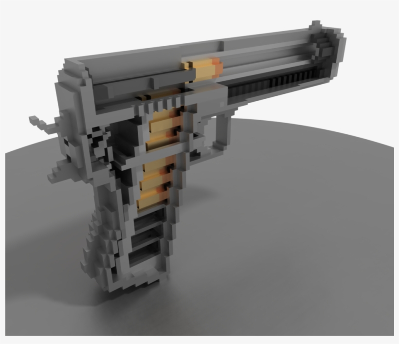 A Cutaway M1911 Pistol Created & Rendered Using Magicavoxel, - Assault Rifle, transparent png download