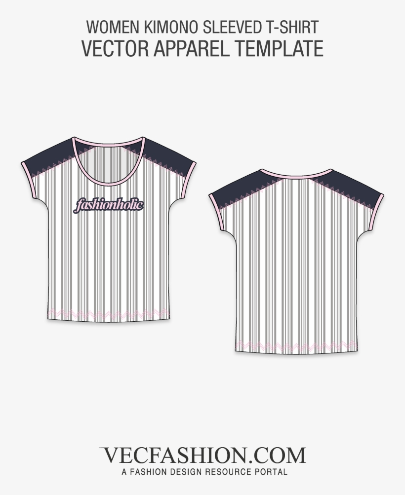 Kimono Sleeve Striped T-shirt Template - Stripe T Shirt Template, transparent png download
