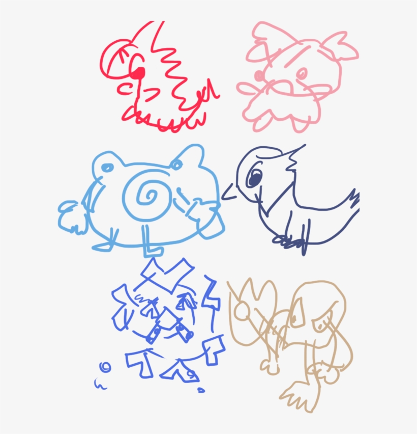 #061 Poliwhirl #106 Hitmonlee #209 Snubbull #265 Wurmple - Drawing, transparent png download