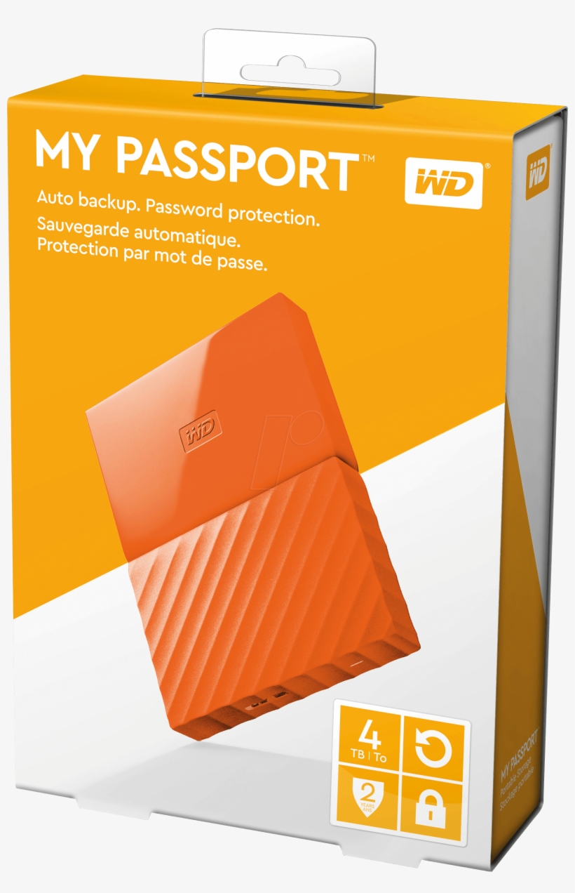 Wd 4tb My Passport Portable Hard Drive Orange Western - Wd My Passport 4tb Orange, transparent png download