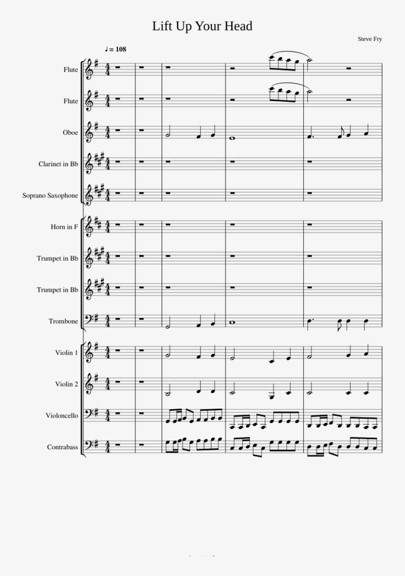 Lift Up Your Head Sheet Music For Flute, Clarinet, - Document, transparent png download