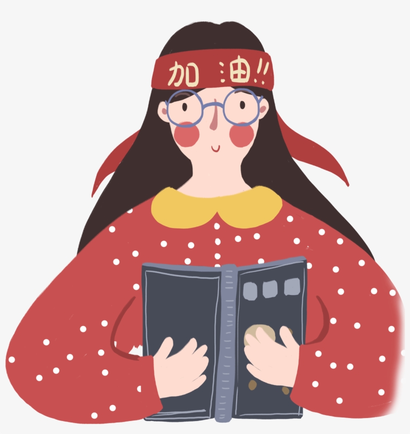 Postgraduate Review Girl Cartoon Png And Psd - Illustration, transparent png download