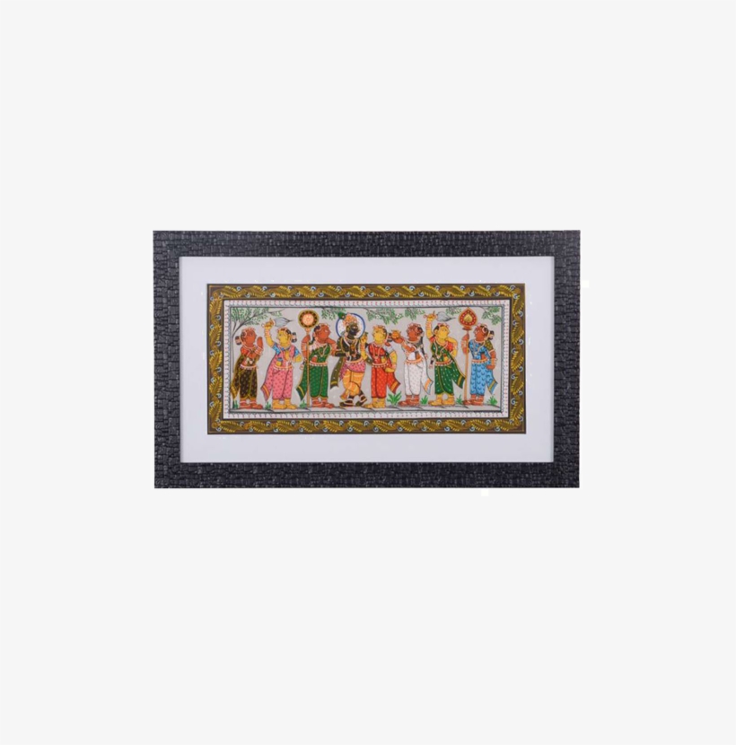 Benevolent Lord Krishna With Gojis Framed Patti Chaitra - Painting, transparent png download