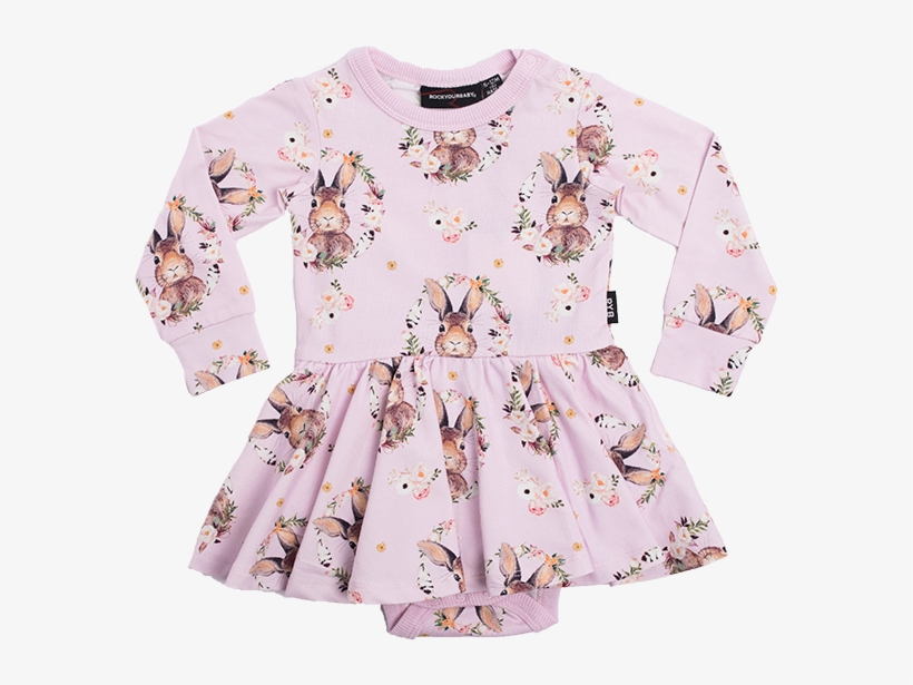 Rock Your Baby Some Bunny Ls Waisted Dress - Rose, transparent png download