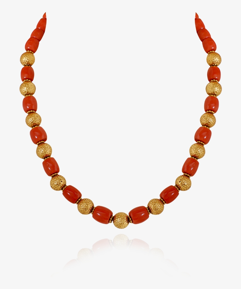 Antique Coral Gold Bead Chain - Necklace, transparent png download