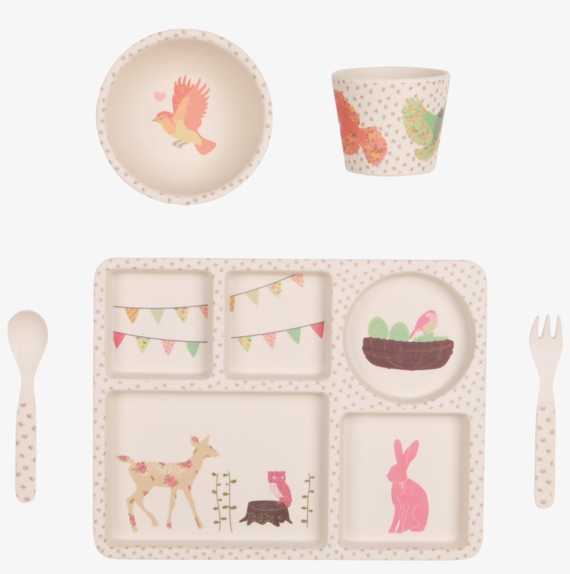 5 Piece Set // Woodland Tea Party - Love Mae - 5 Piece Bamboo Dinner Set - Woodland Tea, transparent png download