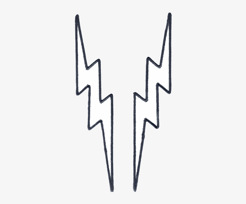 White Lightning Bolts 10″ Embroidered Reflective Patch - Lightning Bolt Black And White, transparent png download