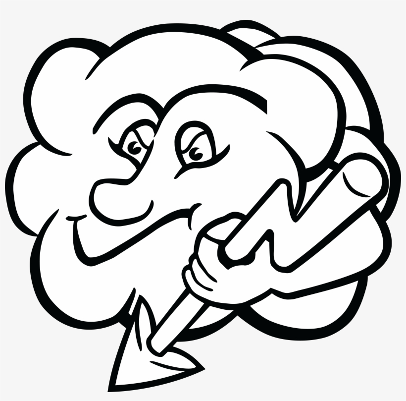 Free Clipart Of A Cloud Character Holding A Lightning - Clip Art, transparent png download