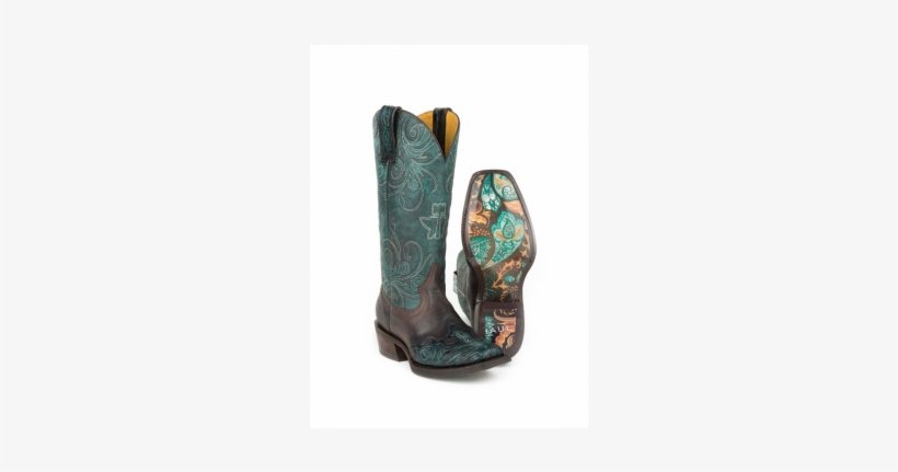 Tin Haul My Blue Heaven Square Toe Cowgirl Boots - Tin Haul Ladies My Blue Heaven W/ Paisley Sole, transparent png download