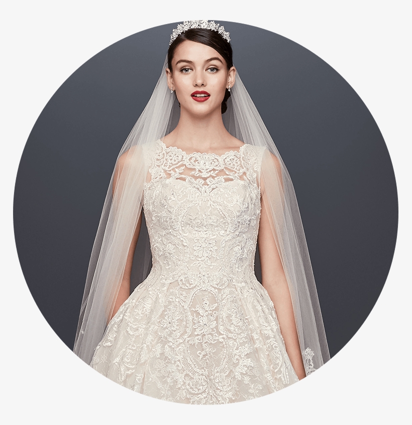 Bride Wearing Lace Petite Wedding Dress - Wedding Dress, transparent png download