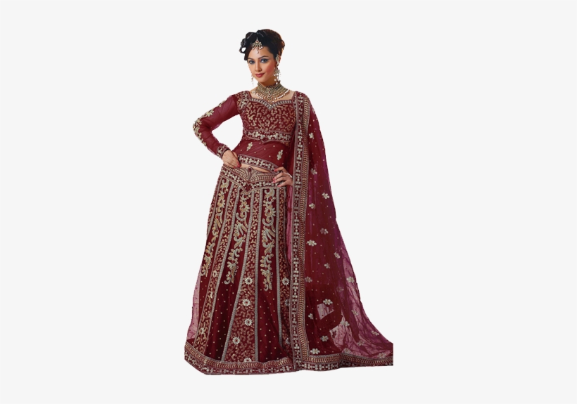 Bridal Dress & Fashion - Makeup With Maroon Lehenga, transparent png download