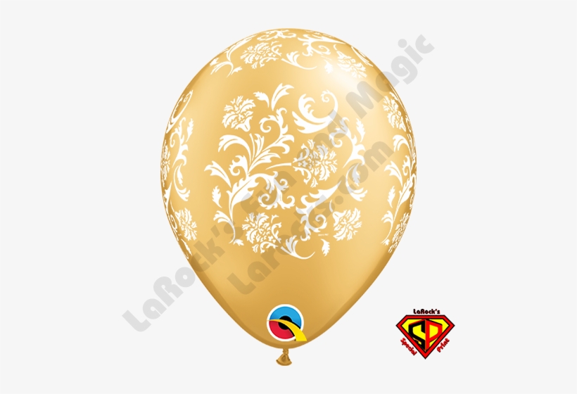 11" Black & White Damask Print Latex Balloons X, transparent png download