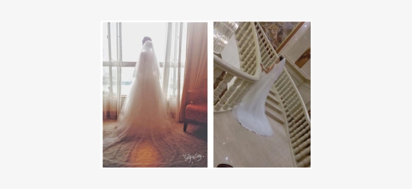 Vintage Romantic White Tulle Foldover Cathedral Length - Floor, transparent png download