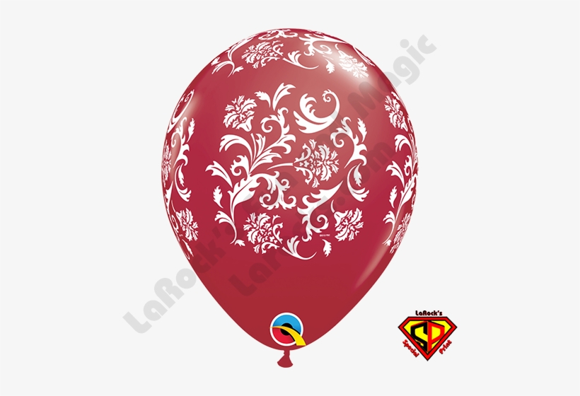 11" Black & White Damask Print Latex Balloons X, transparent png download
