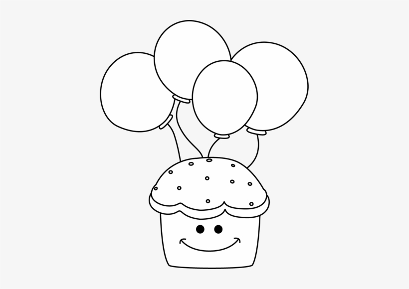 Black And White Cupcake And Balloons - Balloon, transparent png download