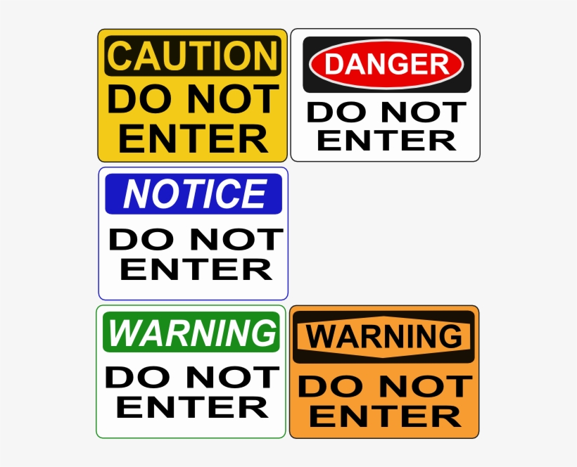 Set Of 5 Different "do Not Enter" - Brady 89115 Warning Sign,2-1/4 X 9in,black/orange, transparent png download