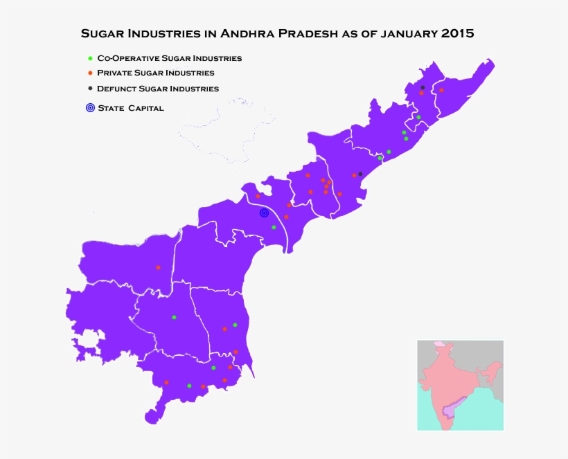 Map Of Sugar Industries In Andhra Pradesh - Krishna District In Andhra Pradesh, transparent png download