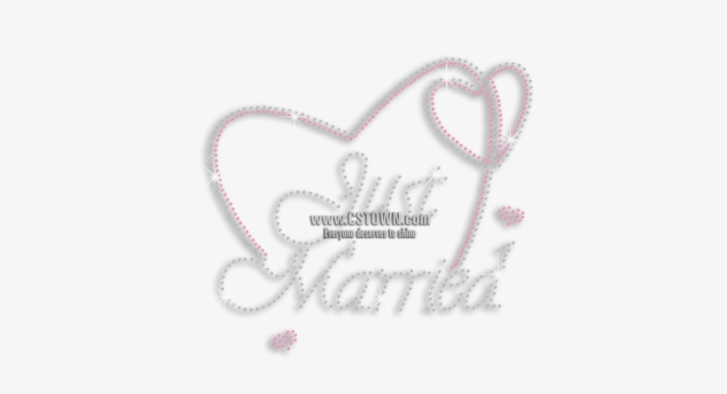 Cute Just Married With Heart Iron-on Rhinestone Transfers - Heart, transparent png download