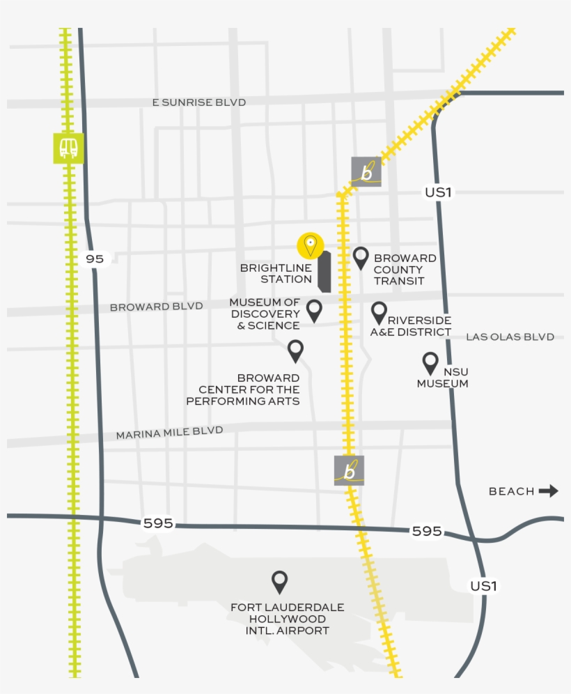 Fort Lauderdale Station Transit Transparent Background - Map, transparent png download