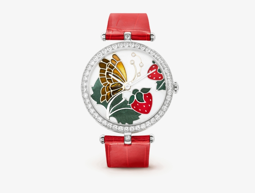 Lady Arpels Papillon Rouge Gourmand Watch, Enamel - Van Cleef & Arpels, transparent png download