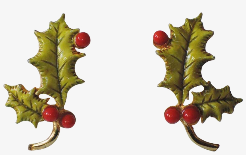 Accessocraft N - Y - C - 1960's Holly Berry 3d Leaves - Vintage Holly Berries Png, transparent png download
