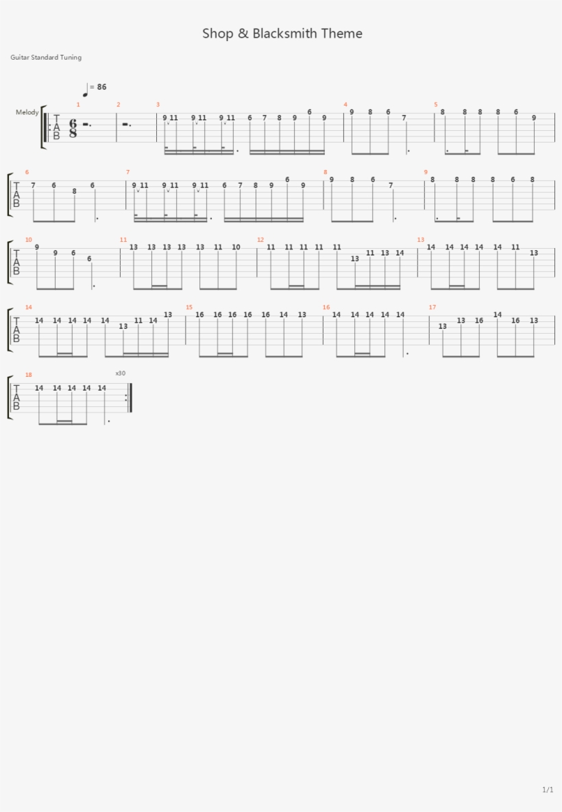 城堡毁灭者 - Shop Theme吉他谱 - Diagram, transparent png download