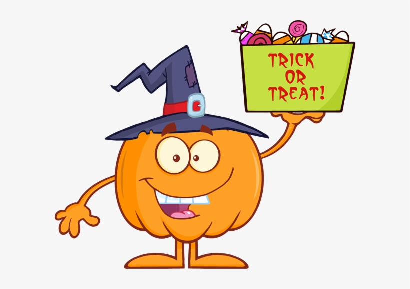 Halloween Pumpkin Holds A Box With Candy Witch Vector - Halloween Candy Corn Cartoon, transparent png download