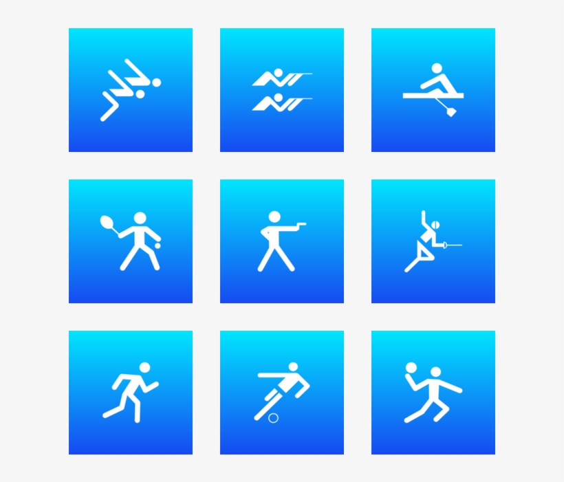 Sports Icon In Style Flat Square White On Ios Blue, transparent png download