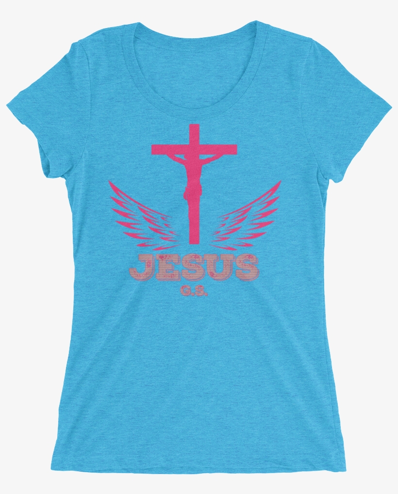 Jesus Pink Cross - Rainbow Womens T Shirt, transparent png download